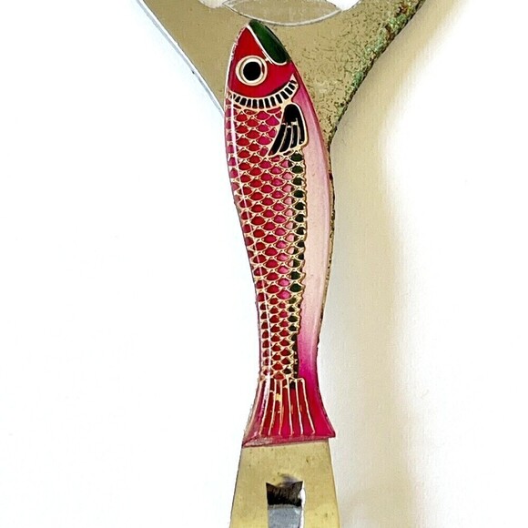 Vintage Bottle Opener Rainbow Trout Fish Red Metal Barware Japan Handheld - Picture 3 of 9